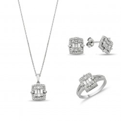 14 Ayar Altın Baget Taşlı Mini Set