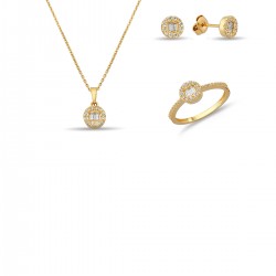 14 Ayar Altın Baget Taşlı Mini Set