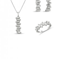 14 Ayar Altın Sıralı Baget Taşlı Mini Set