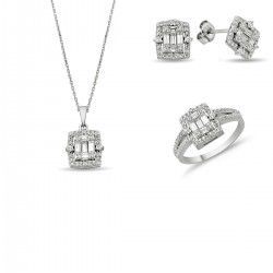 14 Ayar Altın Baget Taşlı Mini Set