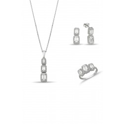 14 Ayar Altın 2-3-3 Sıralı Baget Taşlı Mini Set
