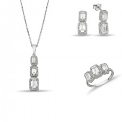 14 Ayar Altın 2-3-3 Sıralı Baget Taşlı Mini Set