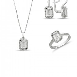 14 Ayar Altın Baget Taşlı Mini Set