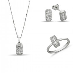 14 Ayar Altın Baget Taşlı Mini Set