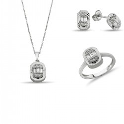 14 Ayar Altın Baget Taşlı Mini Set